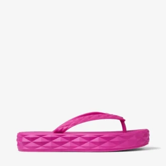 Diamond-flip-flops i fuchsia, platta gummiskor