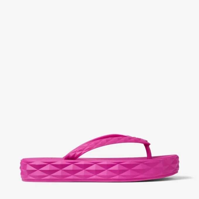 Diamond-flip-flops i fuchsia, platta gummiskor Diamond-flip-flops i fuchsia, platta gummiskor
