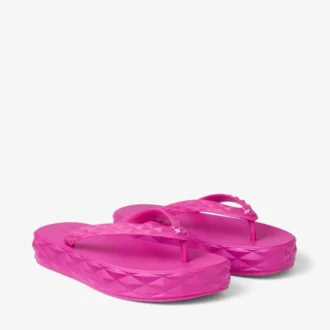 Diamond-flip-flops i fuchsia, platta gummiskor