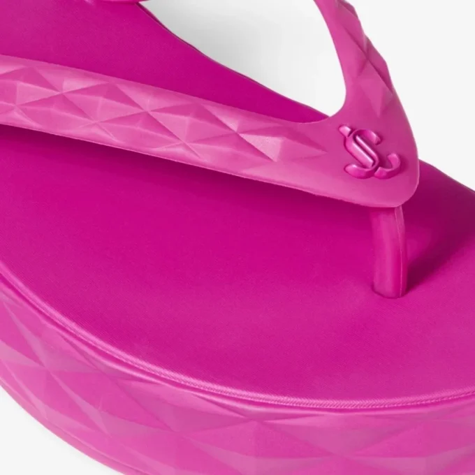 Diamond-flip-flops i fuchsia, platta gummiskor Diamond-flip-flops i fuchsia, platta gummiskor