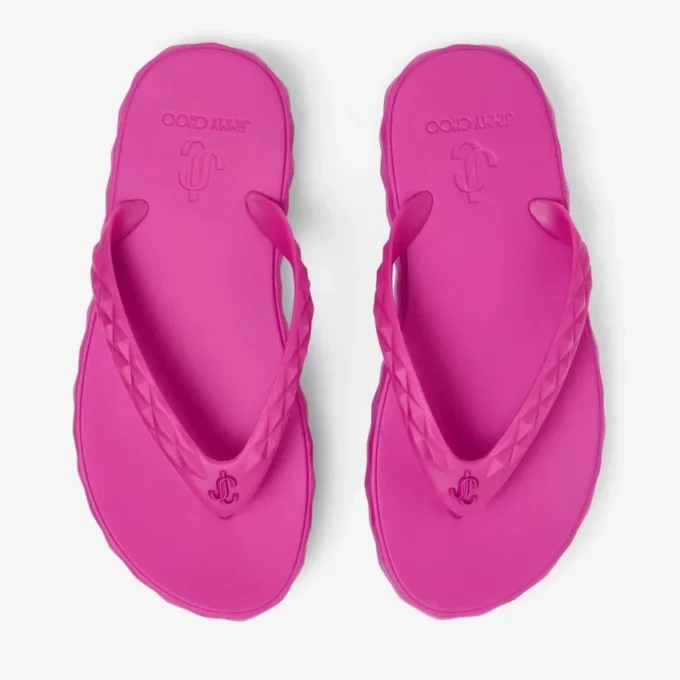 Diamond-flip-flops i fuchsia, platta gummiskor Diamond-flip-flops i fuchsia, platta gummiskor