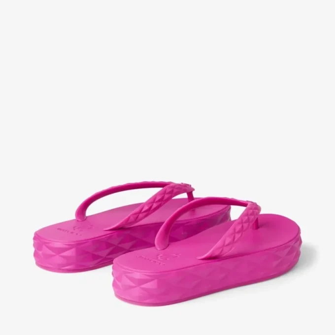 Diamond-flip-flops i fuchsia, platta gummiskor Diamond-flip-flops i fuchsia, platta gummiskor