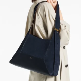 Diamond Hobo Medium marinblå axelväska i mocka