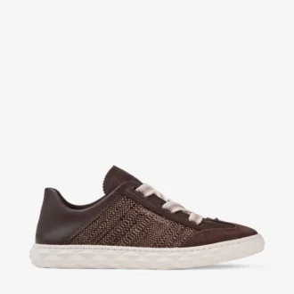 Diamond Light Flex F Choklad- och lattefärgad lädermix och fina raffia-sneakers