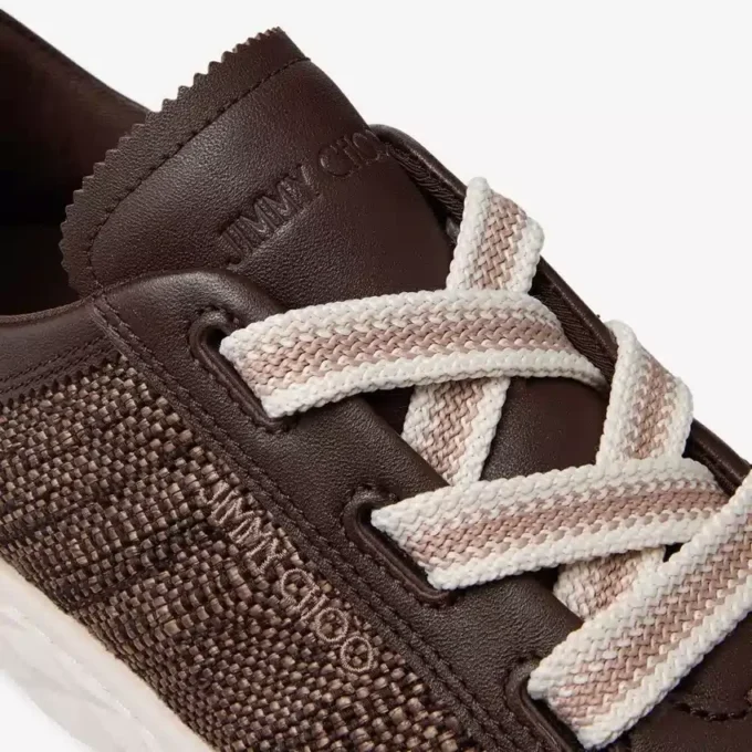 Diamond Light Flex F Choklad- och lattefärgad lädermix och fina raffia-sneakers Diamond Light Flex F Choklad- och lattefärgad lädermix och fina raffia-sneakers