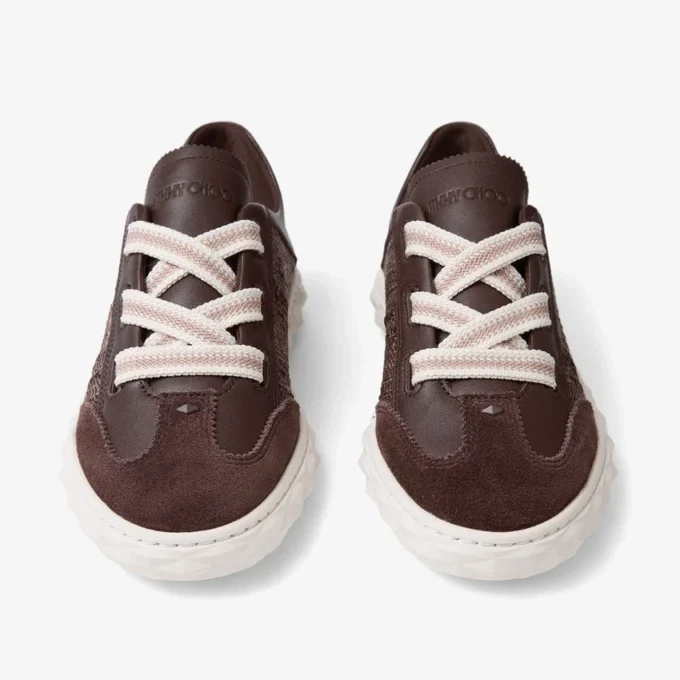 Diamond Light Flex F Choklad- och lattefärgad lädermix och fina raffia-sneakers Diamond Light Flex F Choklad- och lattefärgad lädermix och fina raffia-sneakers