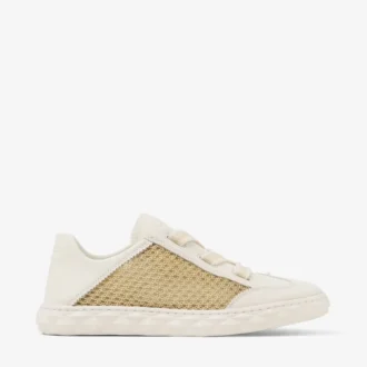 Diamond Light Flex F Guld- och lattefärgad lädermix och metallicvävda mesh-sneakers