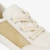 Diamond Light Flex F Guld- och lattefärgad lädermix och metallicvävda mesh-sneakers Diamond Light Flex F Guld- och lattefärgad lädermix och metallicvävda mesh-sneakers