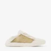 Diamond Light Flex F Guld- och lattefärgad lädermix och metallicvävda mesh-sneakers Diamond Light Flex F Guld- och lattefärgad lädermix och metallicvävda mesh-sneakers