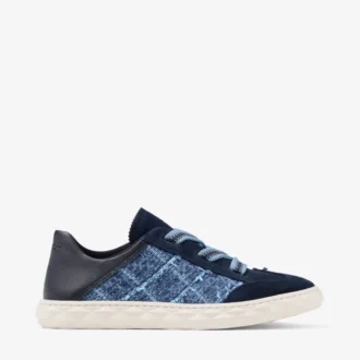 Diamond Light Flex F Marine lädermix och crosshatch-denim-sneakers