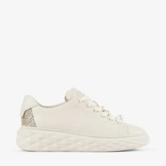 Diamond Light Maxi F Latte Sneakers i slätt läder och grovt glitter