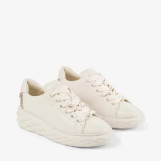 Diamond Light Maxi F Latte Sneakers i slätt läder och grovt glitter