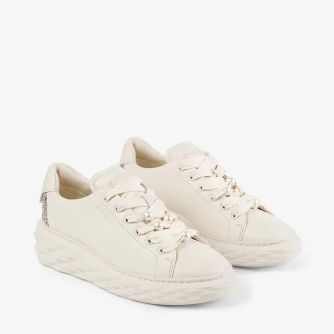 Diamond Light Maxi F Latte Sneakers i slätt läder och grovt glitter Diamond Light Maxi F Latte Sneakers i slätt läder och grovt glitter