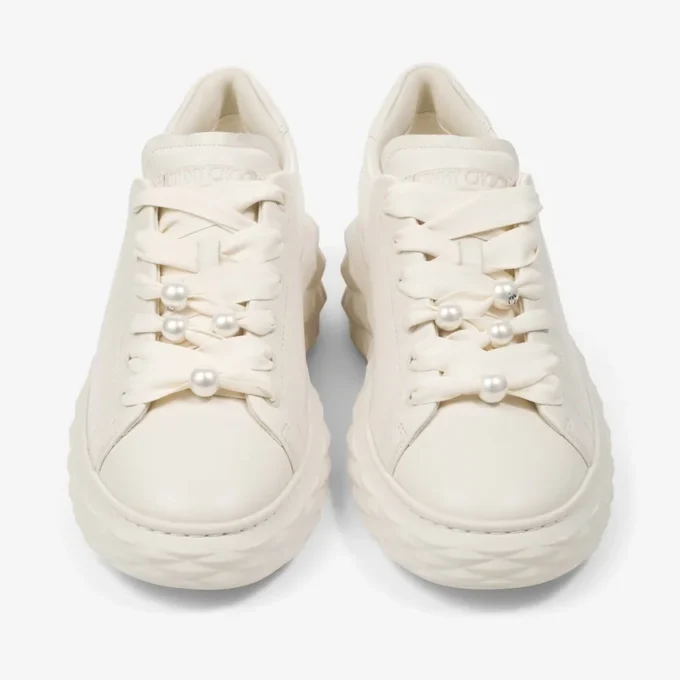Diamond Light Maxi F Latte Sneakers i slätt läder och grovt glitter Diamond Light Maxi F Latte Sneakers i slätt läder och grovt glitter