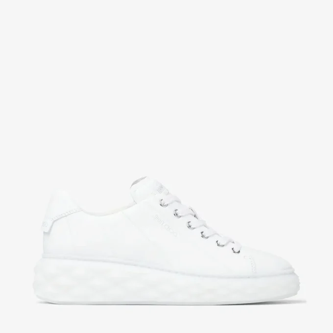 Diamond Light Maxi F Vita låga sneakers i nappaläder med plattformsula Diamond Light Maxi F Vita låga sneakers i nappaläder med plattformsula