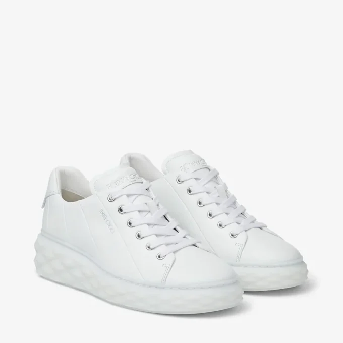 Diamond Light Maxi F Vita låga sneakers i nappaläder med plattformsula Diamond Light Maxi F Vita låga sneakers i nappaläder med plattformsula