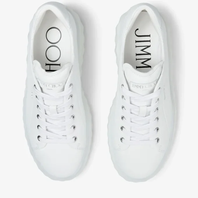 Diamond Light Maxi F Vita låga sneakers i nappaläder med plattformsula Diamond Light Maxi F Vita låga sneakers i nappaläder med plattformsula