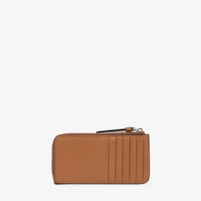 Diamond Lise Zipped M Tan kornigt kalvskinnskortfodral