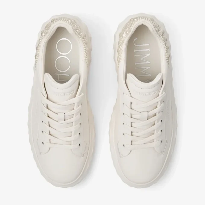Diamond Maxi F Ii Latte Nappa Leather Pearl Trainers