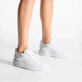 Diamond Maxi F II Vita & silverglittriga sneakers i nappaläder