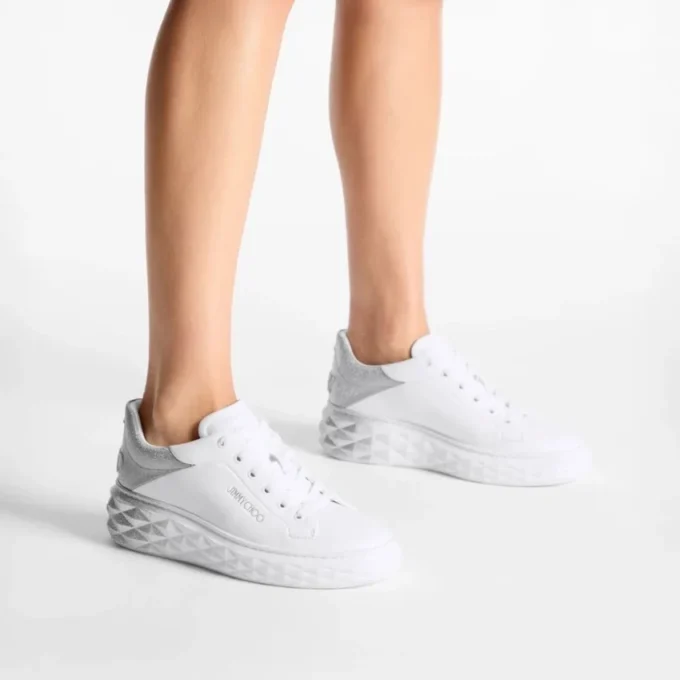 Diamond Maxi F II Vita & silverglittriga sneakers i nappaläder Diamond Maxi F II Vita & silverglittriga sneakers i nappaläder