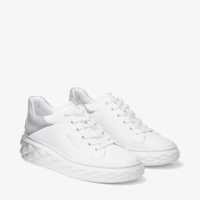Diamond Maxi F II Vita & silverglittriga sneakers i nappaläder Diamond Maxi F II Vita & silverglittriga sneakers i nappaläder