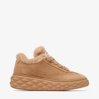 Diamond Maxi Retro F Toffee Velvet Suede Low Top-träningsskor med shearling