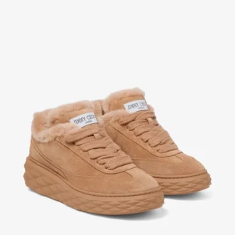 Diamond Maxi Retro F Toffee Velvet Suede Low Top-träningsskor med shearling