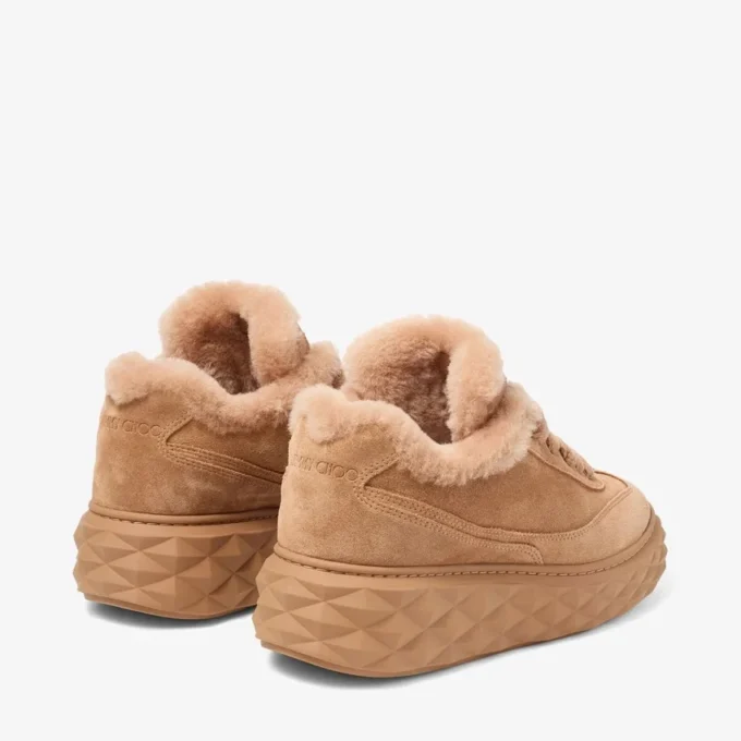 Diamond Maxi Retro F Toffee Velvet Suede Low Top-träningsskor med shearling Diamond Maxi Retro F Toffee Velvet Suede Low Top-träningsskor med shearling