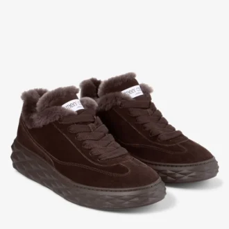 Diamond Maxi Retro M Chokladfärgade låga sneakers i sammet och mocka med fårskinn