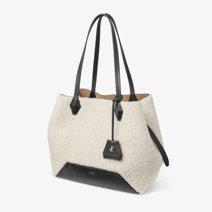 Diamond Tote Medium naturfärgad shearling-väska Diamond Tote Medium naturfärgad shearling-väska