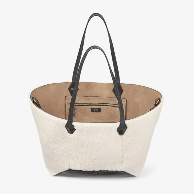 Diamond Tote Medium naturfärgad shearling-väska Diamond Tote Medium naturfärgad shearling-väska