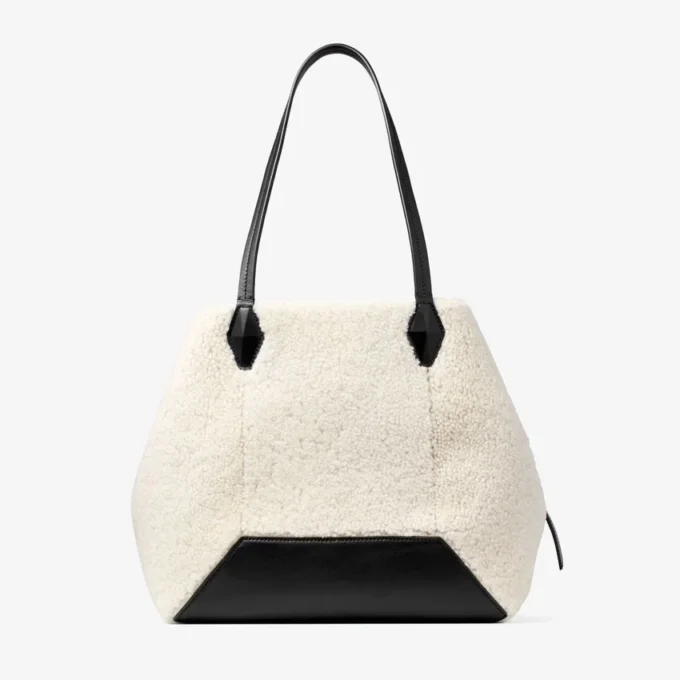 Diamond Tote Medium naturfärgad shearling-väska Diamond Tote Medium naturfärgad shearling-väska