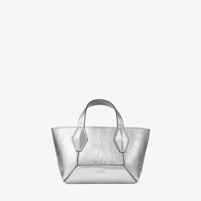 Diamond Tote Mini Silver Vintage Metallic Leather Mini Bag Diamond Tote Mini Silver Vintage Metallic Leather Mini Bag