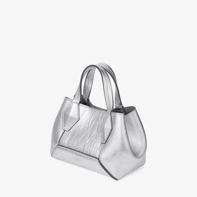 Diamond Tote Mini Silver Vintage Metallic Leather Mini Bag Diamond Tote Mini Silver Vintage Metallic Leather Mini Bag