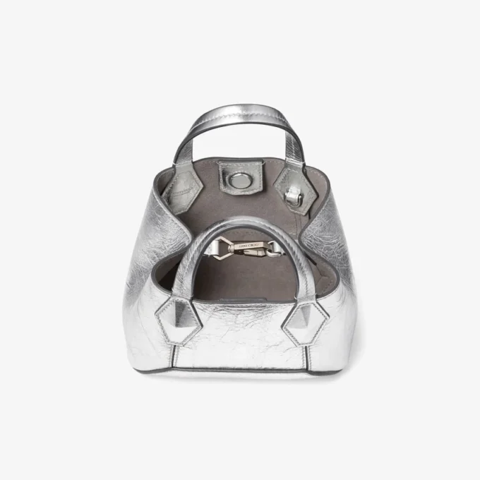 Diamond Tote Mini Silver Vintage Metallic Leather Mini Bag Diamond Tote Mini Silver Vintage Metallic Leather Mini Bag