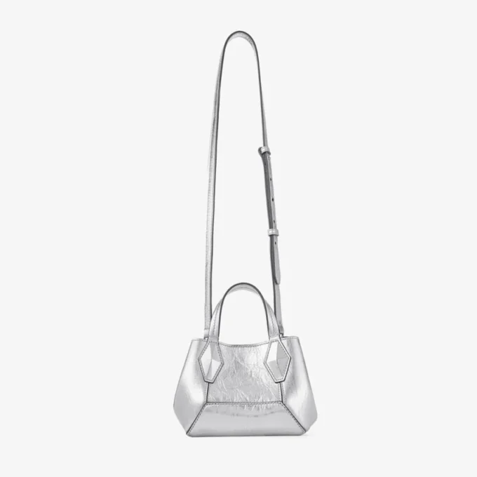 Diamond Tote Mini Silver Vintage Metallic Leather Mini Bag Diamond Tote Mini Silver Vintage Metallic Leather Mini Bag