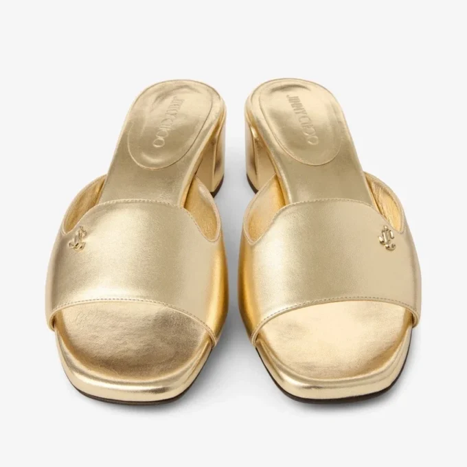 Dina 45 Mulesandaler i guldmetalliskt läder Dina 45 Mulesandaler i guldmetalliskt läder