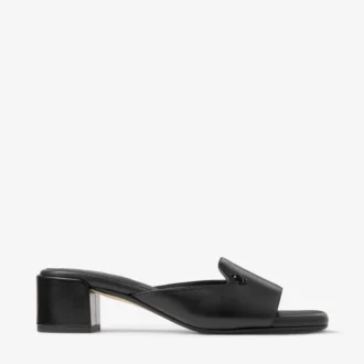 Dina 45 svarta lädermulesandaler