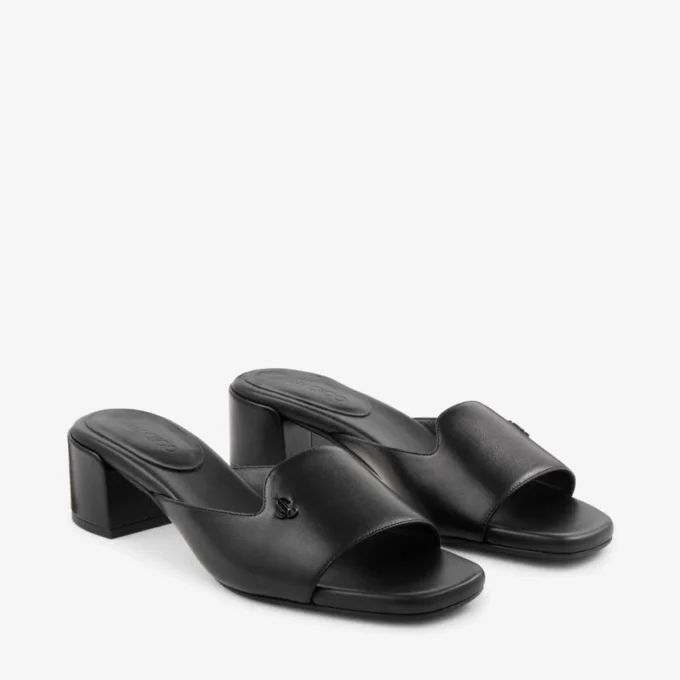 Dina 45 svarta lädermulesandaler Dina 45 svarta lädermulesandaler