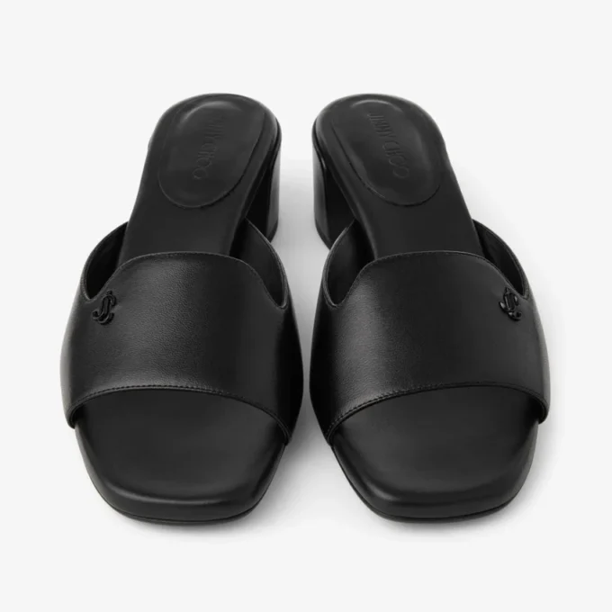 Dina 45 svarta lädermulesandaler Dina 45 svarta lädermulesandaler