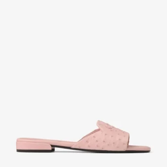Dina Flat Rose Flata skor i strutsläder