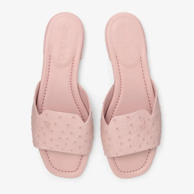 Dina Flat Rose Flata skor i strutsläder