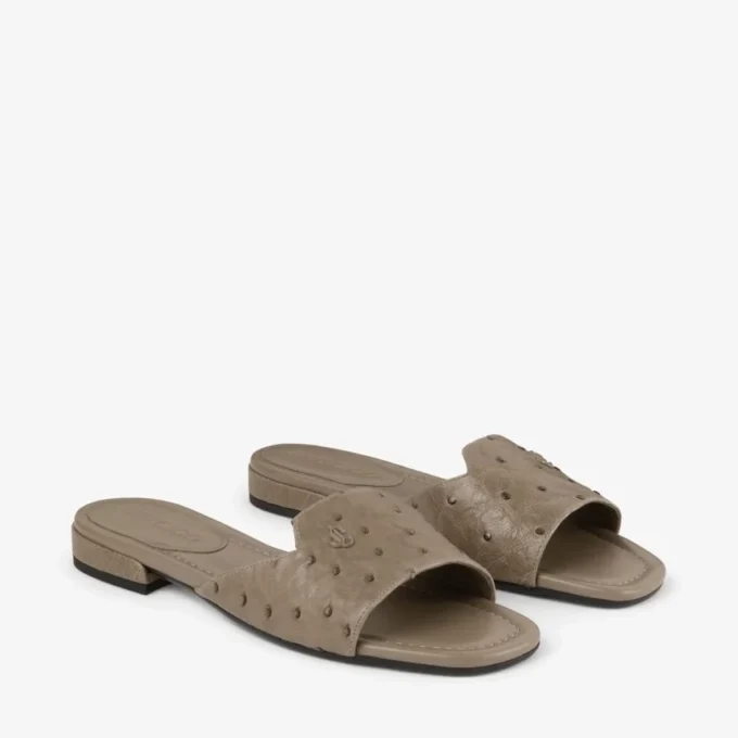 Dina Flat Taupe Flats i strutsläder