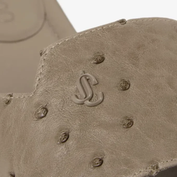 Dina Flat Taupe Flats i strutsläder