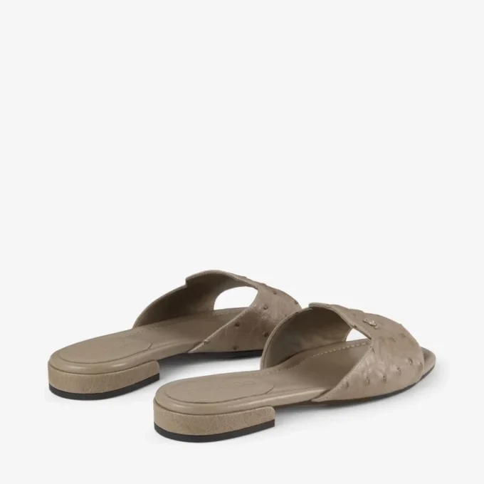 Dina Flat Taupe Flats i strutsläder