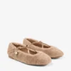 Eleri Ballerina Toffee-färgade ballerinapumps i shearling med pärlcharm