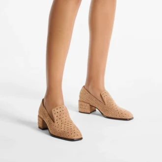 Eliot Slipper 45 F tofféfärgade mockaslippers med öljetter