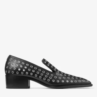 Eliot Slipper 45 Herrtofflor i svart metallic-nappaläder med öljetter