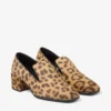 Eliot Slipper 45 Naturliga tofflor i ponnyläder med leopardmönster